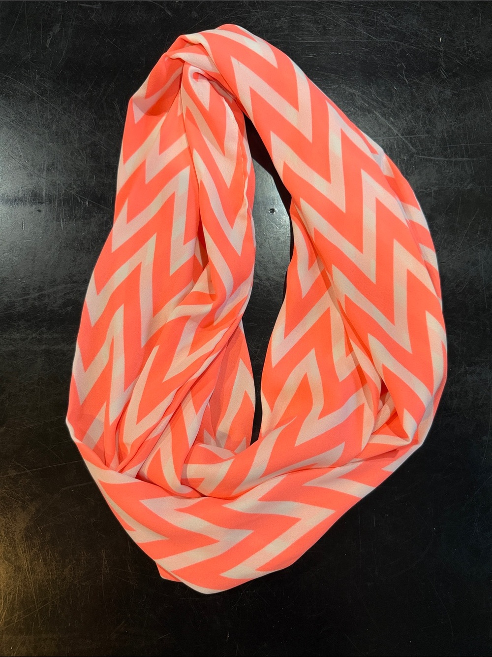 Lightweight Chevron Infinity Scarf - Coral Pink